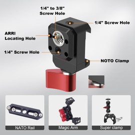 Mechrig NATO Rail Clamp with 1/4 & 3/8 Screws - Dual ARRI Locating Pin & NATO Slot for DJl RS3/RSC2/MOZA Stabilizer Fits Magic Arms 62044
