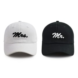 Mr and Mrs Gifts, Bride Groom Couples Hats, Funny Christmas Valentines Day Newlywed Wedding Honeymoon Essentials, Adjustable Cotton Embroidered Baseball Caps for Men Women Dad Mom Husband Wife