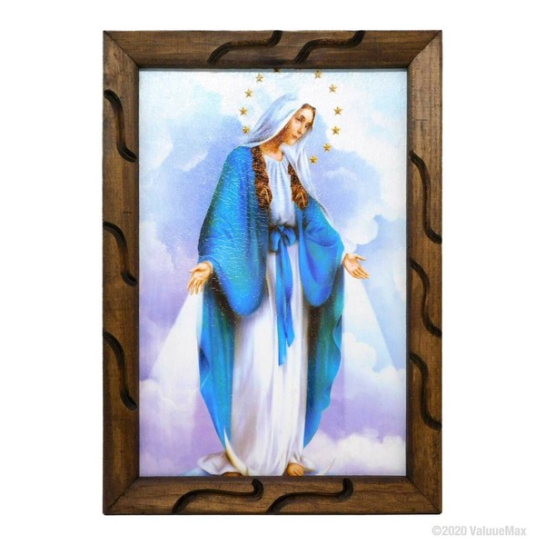 Our Lady of Grace Image, Similar to an Oil Painting, on a 18 Inch Rustic Frame