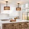 2-Light Farmhouse Wood Pendant Lights Rustic Wood Chandeliers with Black