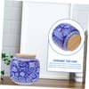 CIYODO Ceramic Tea Canister with Wooden Lid Airtight Sealed Tea