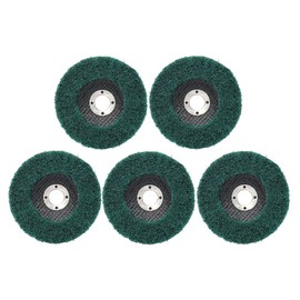 SI FANG 5Pcs 100mm x 16mm Nylon Flap Disc Polishing Wheel, 120 Grit Scouring Pad Fiber Abrasive Grinding Disc, Buffing Wheels for 4 inch Angle Grinder, Water And Oil Resistant, Elastic Grinding