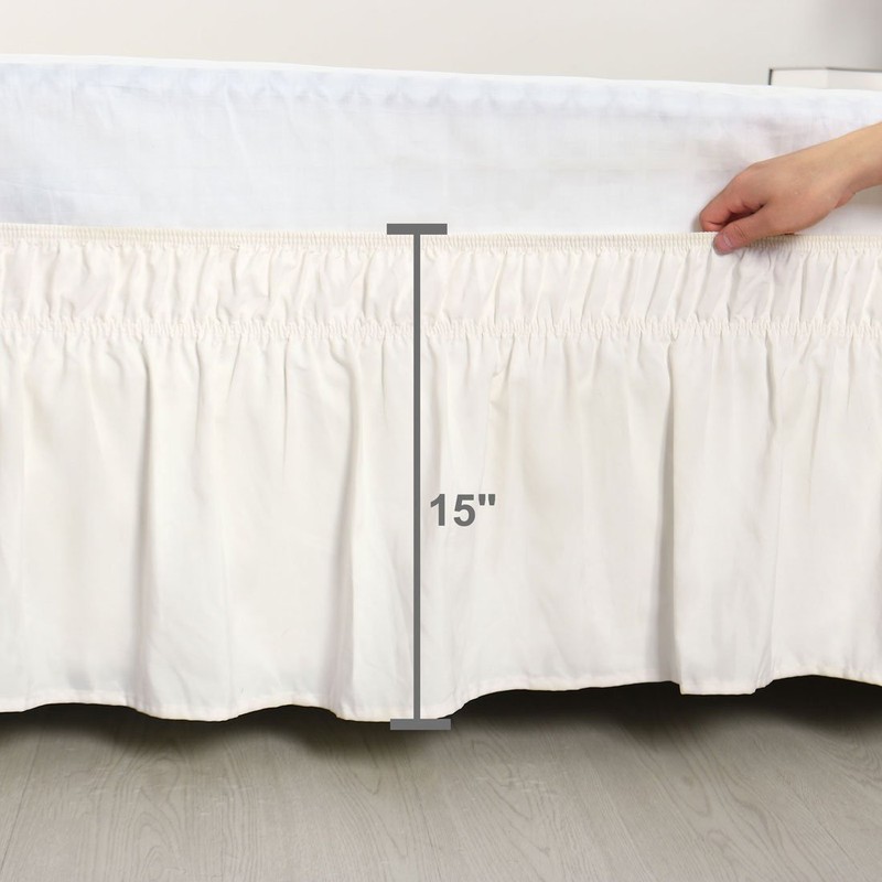 PiccoCasa Elasticated Bed Skirt Ruffled Bed Base Wrap Around Bed