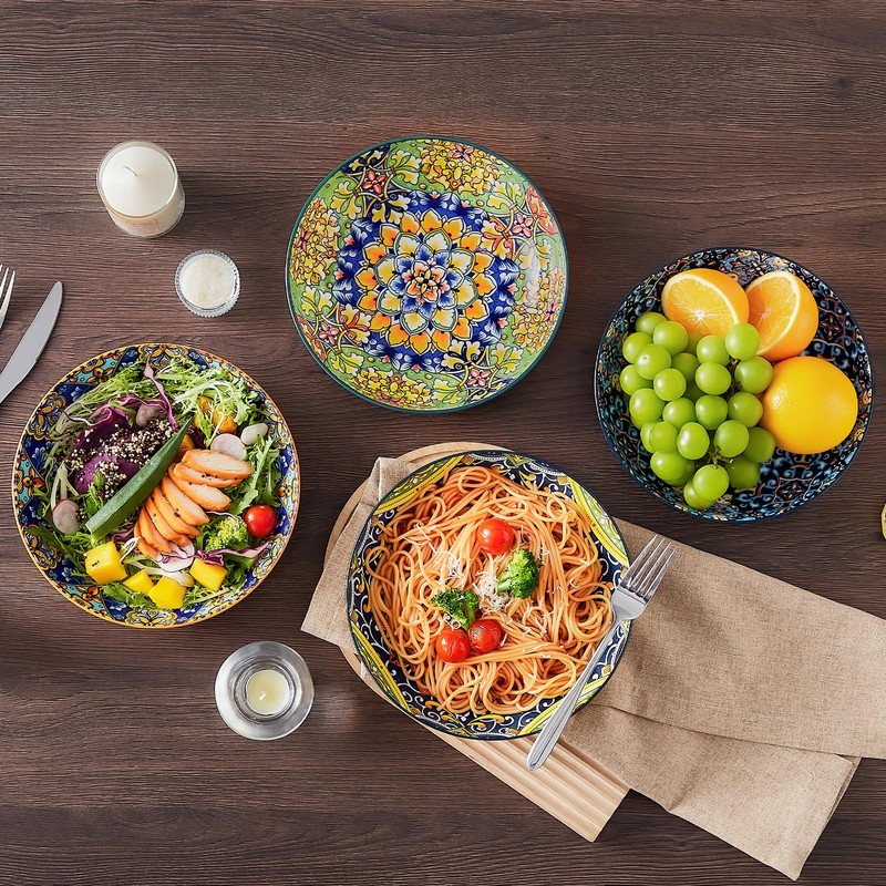 vancasso Pasta Bowls, 42 oz Ceramic Salad Bowls of 4,Large