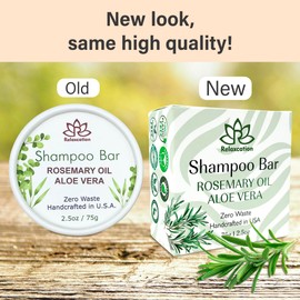 Organic Rosemary and Aloe Vera Solid Shampoo Bar for Hair Growth, Refreshing and Hydrating | Herbal Shampoo with Rosemary, Peppermint, Castor Oil, Argan Oil, and Betaine | Made in USA (2-pack)