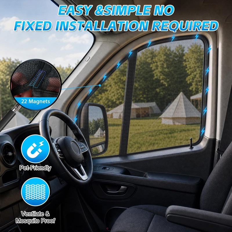 Federedevo Indoor Magnetic Window Bug Screen Compatible with Mercedes Sprinter