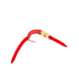 The Fly Fishing Place Barbless Tungsten Bead San Juan Worm Trout Fly Assortment Power Worms 1 Dozen Wet Nymph Fly Fishing Flies - Hook Size 10-3 Each of 4 Patterns
