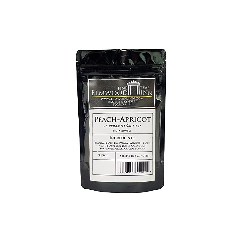 Elmwood Inn Fine Teas, Peach Black Tea, 25 Pyramid Sachets