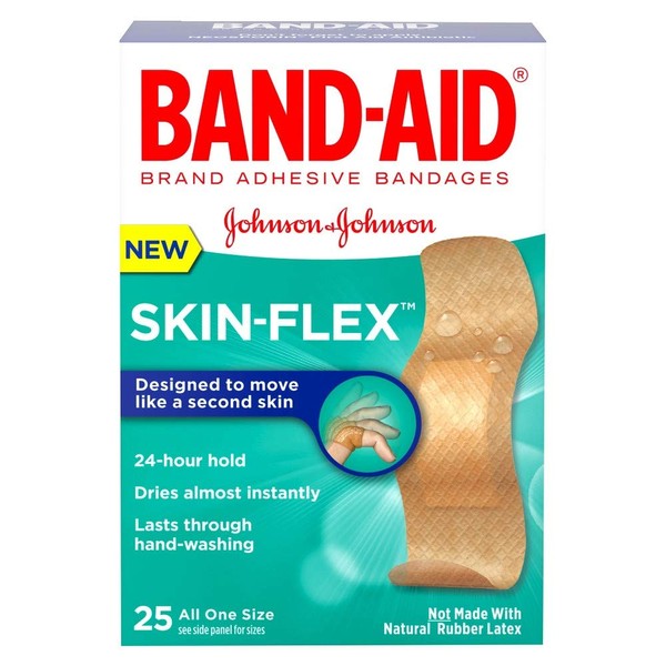 Band-Aid Brand Skin-Flex Adhesive Bandages, All One Size, 25 Bandages Per Box (8 Boxes)