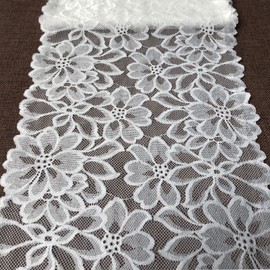 9.5 Inches Wide Stretchy Lace for Bridal Wedding Decorations, Sewing DIY Making and DIY Crafts- 5 Yards - 9264 (White)