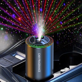 Smart Car Air Freshener, Essential Oil Diffuser with 3 Colors Starry Sky Projection & 50ml Perfume, Auto ON/Off, 3 Mode Adjustable USB Rechargeable Aroma Diffuser, Ocean