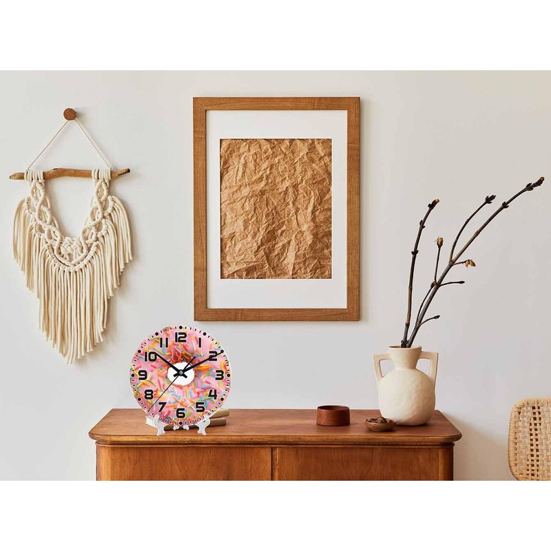 NOMEDOGYIM Donuts Wall Clock Single Pink Ones Battery Powered Wall