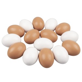 Pack of 15 Large Wooden Eggs, Wooden Eggs, Easter Eggs, Wooden Eggs for Hand Painting, DIY Crafts, Carving, Kitchen, Play, Food, Children, Chickens (Red White)