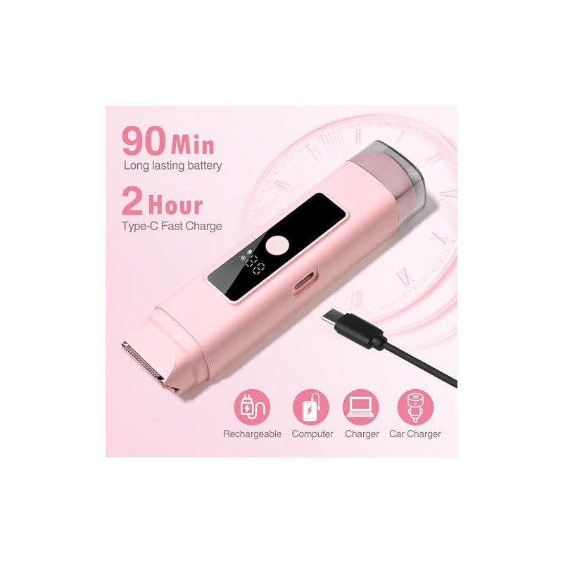 Bikini Trimmer Women, Dual Head Electric Razor for Women, IPX6