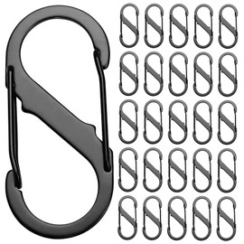 SZXMDKH Pack of 25 S Carabiners - Metal Double Carabiner - 8 Shaped Carabine Hooks for Hiking, Camping, Home