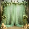 20x10ft Green Tulle Backdrop Curtain with Lights String for Parites,