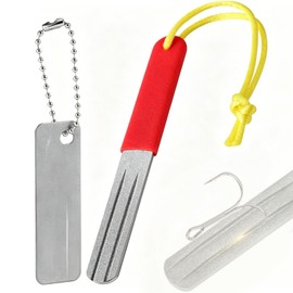 Mirhua Hook Sharpener, Diamond File, Fish Hook Sharpener, Set of 2, Grinding, Hook Sharpener, Double Groove, Double Sided, Sharpener, Portable and Convenient, Fishing Supplies