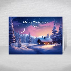 Wife Christmas Card, A5 Size Special Christmas Card for Wife, Luxury Christmas Greeting Cards with a Christmas Wishes Greetings Verse Inside: Winter Log Cabin Christmas Card