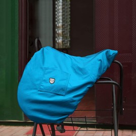 Harrison Howard Premium Waterproof/Breathable Fleece-Lined Long-lasting Outer Damage Protection Saddle Cover for Dressage Azure Blue