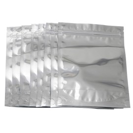 Ellbest 100Pcs Aluminum Mylar Foil Plastic Packaging Bags, Resealable Clear Silver Ziplock Stand Up Pouch Bag for Beans Coffee Cookie Food Storage 5.9x8.7 inch