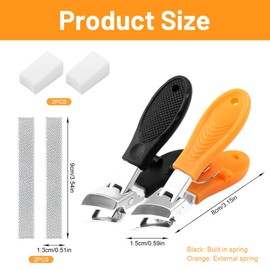 2 Piece Bevelled Nail Clippers Set Nail Nippers for Thick Toenails, Slanted Nail Cutter Wide Opening and Splash Guard Premium Stainless Steel Fingernail Clippers for Fingernails and Toenails