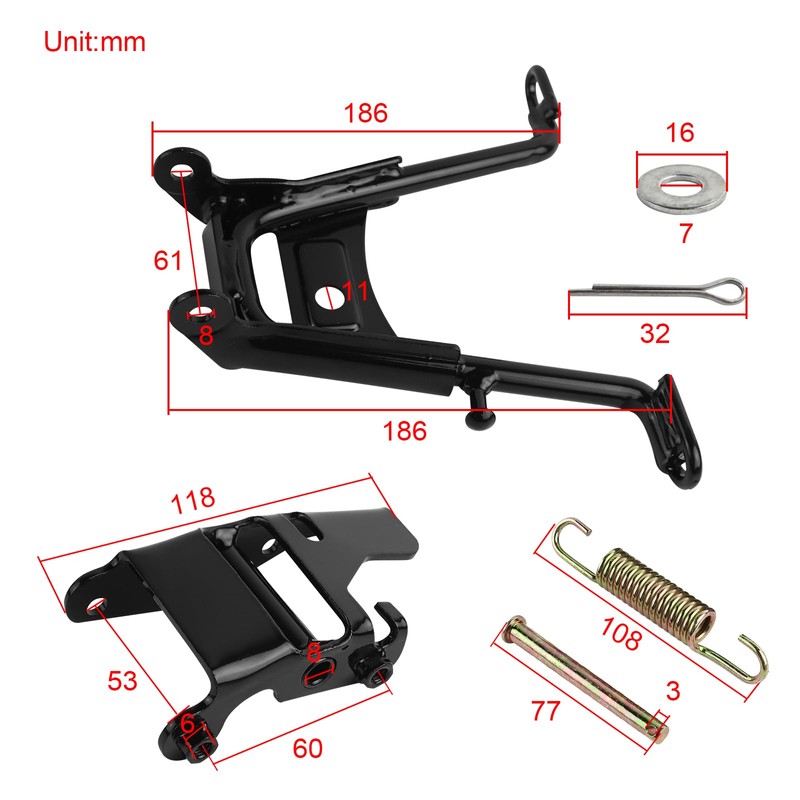 FLYPIG Motorcycle Kickstand Metal Center Kick MAIN STAND FRAME Parking