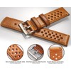 [hemsut h] Genuine Leather Watch Band, Perforated Design, Soft and