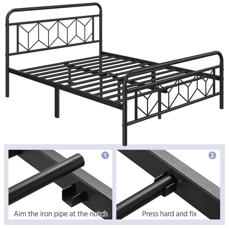 Yaheetech Metal Platform Bed Frame Mattress Foundation with Diamond Pattern