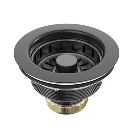 BOTEMY 3-1/2 inch Pop Up Kitchen Sink Drain Strainer Assembly 304 Stainless Steel with Removable Strainer Basket Stopper, Matte Black