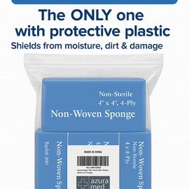 Azura 800 Gauze Pads 4x4 – Non-Woven 4-Ply, Non-Sterile Sponges for First Aid, Facial Cleansing, Estheticians – Lint-Free, All-Purpose, with Resealable Bag to Protect from Dirt & Moisture