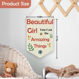Kids Wall Banner Inspirational Banner Flag for Girls Affirmations Canvas Hanging Pennant Flag Inspirational Nursery Decor Homeschool Toddler Bedroom Decor for Baby Girl Kids Room