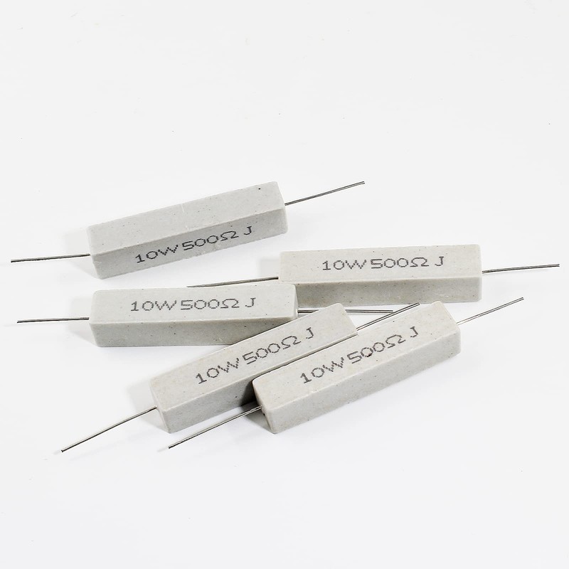 Qjaiune 10Pcs Cement Resistor 10W 500 Ohm Resistor, Ceramic Resistor