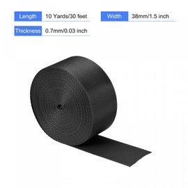 sourcing map Flat Nylon Webbing Strap 1.5 Inch 10 Yards Black for Backpack, Luggage-rack