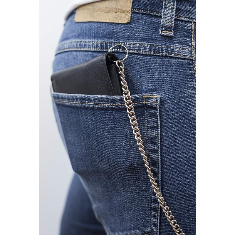 LEAS Biker Wallet purse with chrome-chain without application horizontal format,