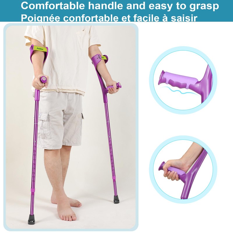 Antdvao Forearm Crutches Pair Folding Forearm Crutches Anti-Drop Cuff Reduces