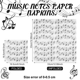 Feifeiya 60 Pieces Musical Notes Napkins 13 x 13 Inches Music Paper Napkins Disposable Musical Notes Pattern Cocktail Luncheon Napkins for Musical Party, Musical Restaurant, Birthday Party Decorations