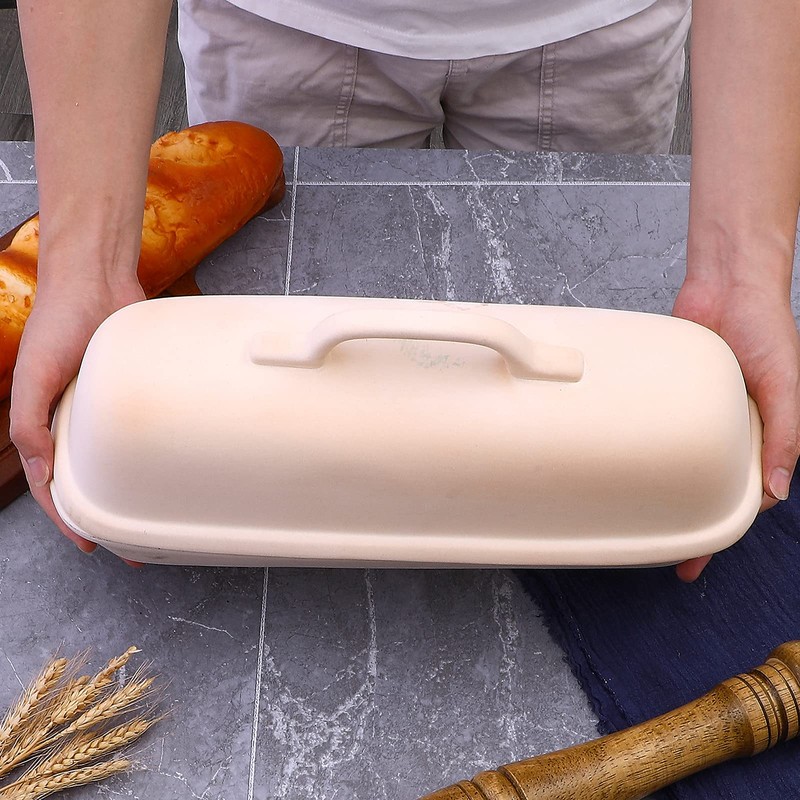 Goodview Household Superstone Covered Baker,Unglazed stoneware bakeware,Square Bread Porcelain Baking