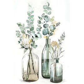 Chilliyin 5D Diamond Painting Kits for Adults Beginners,Modern Bottle Flowers Diamond Art Kits DIY Full Round Drill Diamond Dot Gem Art Kits for Adults,Crafts for Decor 12x16 Inch