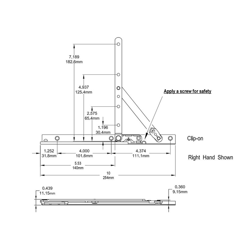 ACME Window Hardware 304 Stainless Steel 10" Two bar Hinges