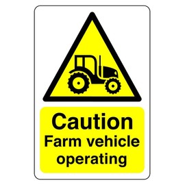 Safety First Display LTD Caution farm vehicle operating sign - 3mm Aluminum Dibond for indoor/outdoor usage (200mm x 150mm) 5m Viewing Distance.