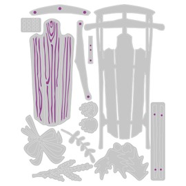 Sizzix Thinlits Die Set 12PK Vintage Sled by Tim Holtz | 666339 | Metal, Wafer-Thin Cutting Dies for Scrapbooking, Embossing, Journalling, Silver