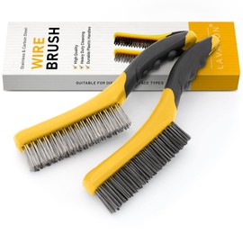 Lavaxon Lavaxon Wire Brush Set-Heavy Duty Stainless & Carbon Steel Bristles with Plastic Handle Grip for Rust, Wielding Slag, Dirt & Paint Scrubbing with Deep Cleaning C 10 Inches (Pack of 2-Yellow)