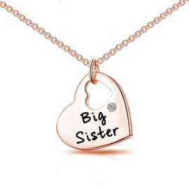 Philip Jones Rose Gold Plated Big Sister Heart Necklace Created with Zircondia® Crystals