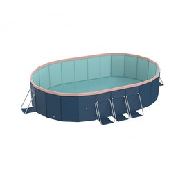 RockRain 3.0m Oval Inflatable PVC Pool: Dark Blue Garden Swimming Pool - Durable & Foldable for Easy Storage - Large Water Capacity for Family Fun & Relaxation