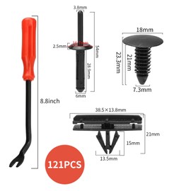 GisWell Pack of 121 Car Mounting Clips - Universal Plastic Clips for Jeep Wrangler 2007-2022 & Grand Cherokee 2005-2010, Bumpers, Door Trim Attachment, Car Plastic Rivets