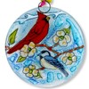 Cardinal and Chickadee Christmas Tree Ornament - Art Glass Light