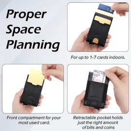 SkaTtesKai Men's Pop Up Wallet Small with RFID Protection, Aluminium Slim Wallet, Small Mini Wallet Men, black, Minimalist