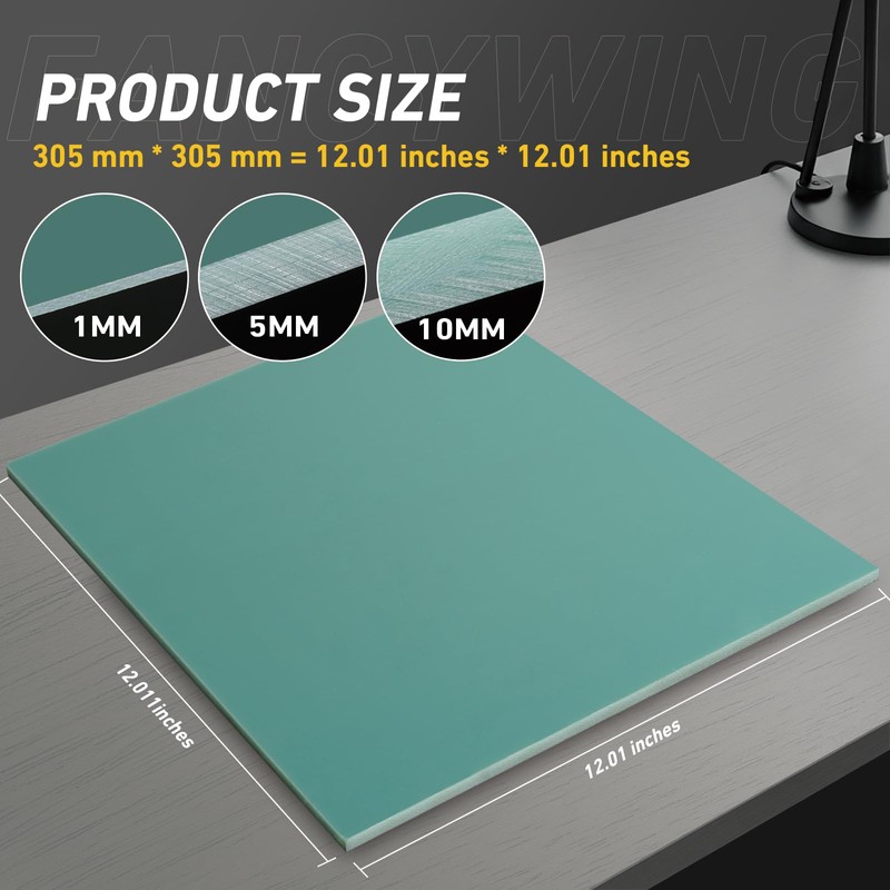 FANCYWING G10 Fiberglass Sheet, 305X305X1.0MM Glass Fiber Composite Laminate Board,
