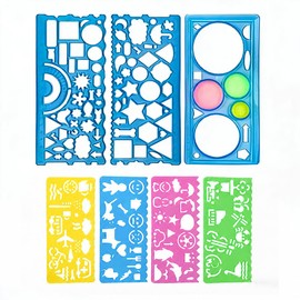 ZJYCLY スピログラフ 定規 7点セット 円定規 分度器 三角定規 小学生向け 子供 お絵描きセット 手帳 ステンシルプレート 文房具 図形 描画 製図 ブルー