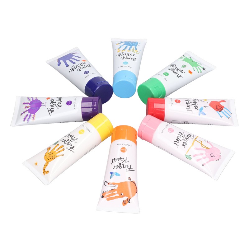 8PCS Finger Paints Safe Washable DIY Kids Finger Paints for